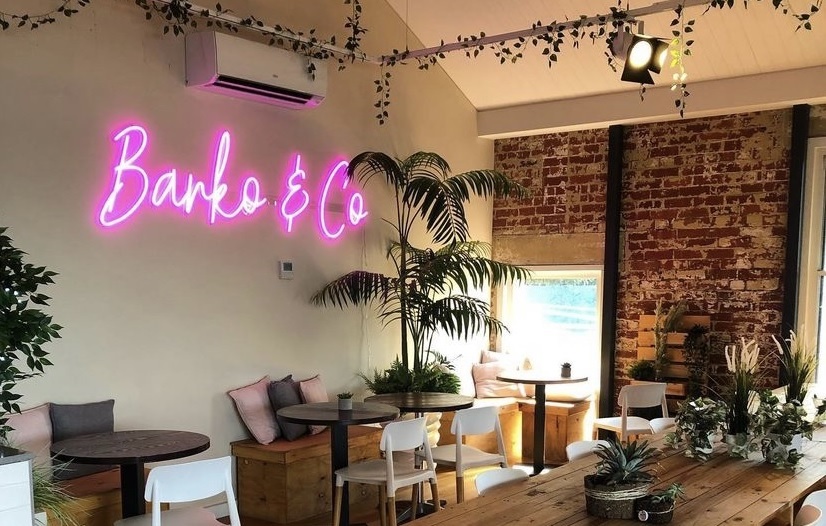 Pink cafe sign by Custom Neon® for @barkoandco