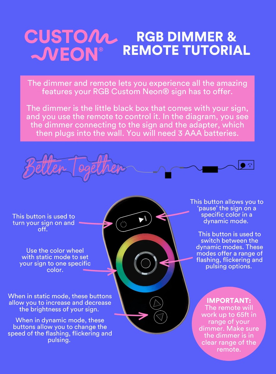 Custom Neon® RGB color changing remote & dimmer tutorial 