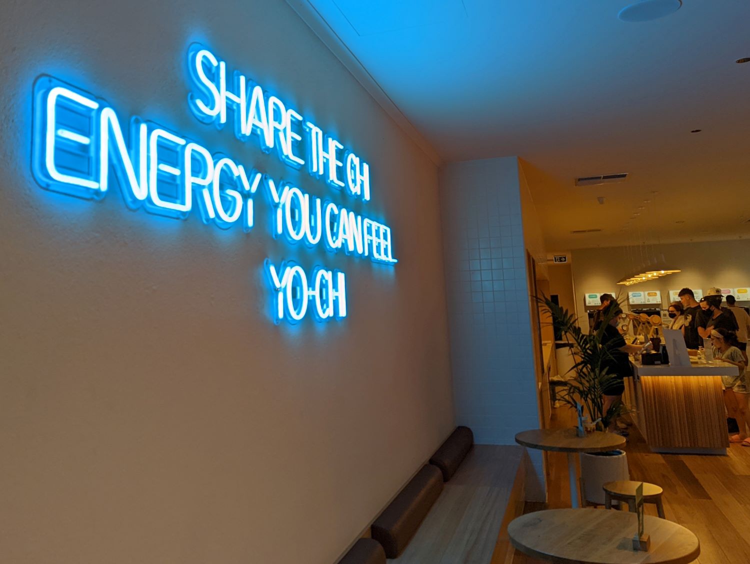 Large blue branded wall sign by Custom Neon® sign @iloveyochi