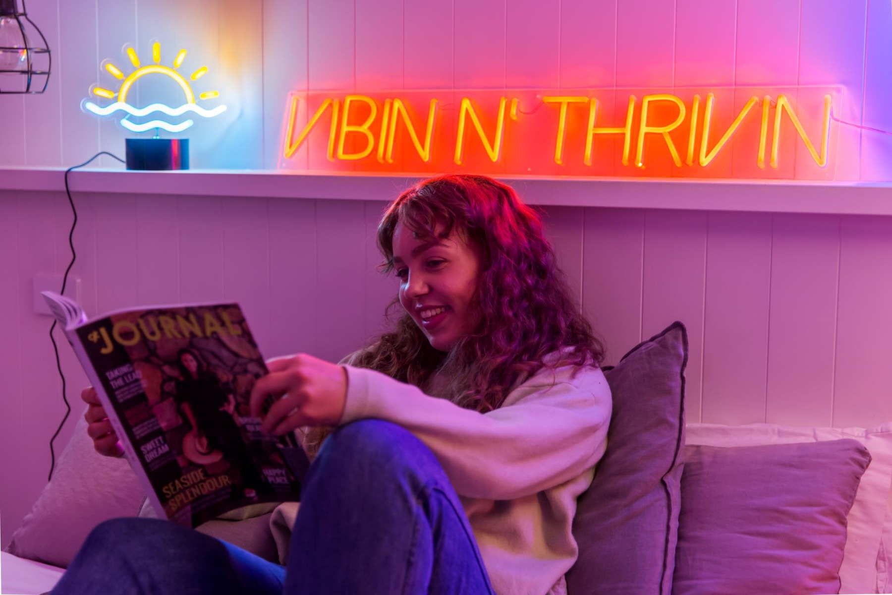 Orange Vibin'nThrivin sign by Custom Neon® 