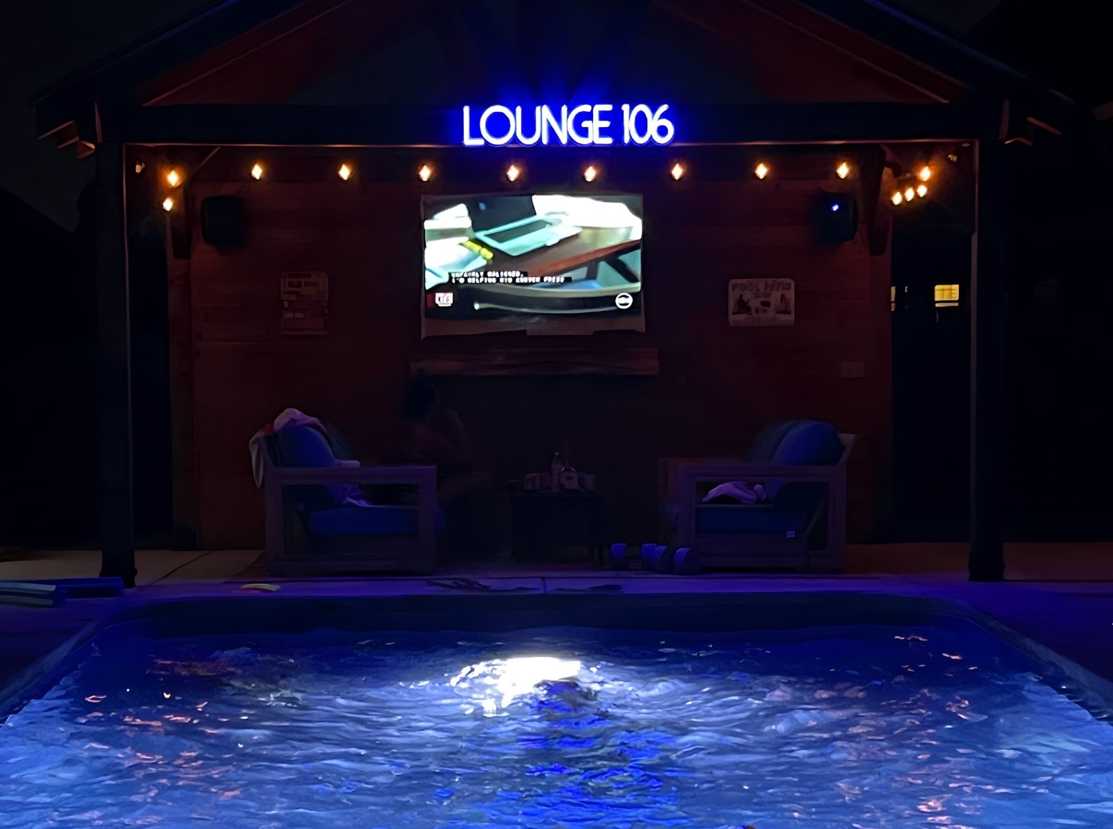 Blue Custom Neon® pool sign @carolpendergrass