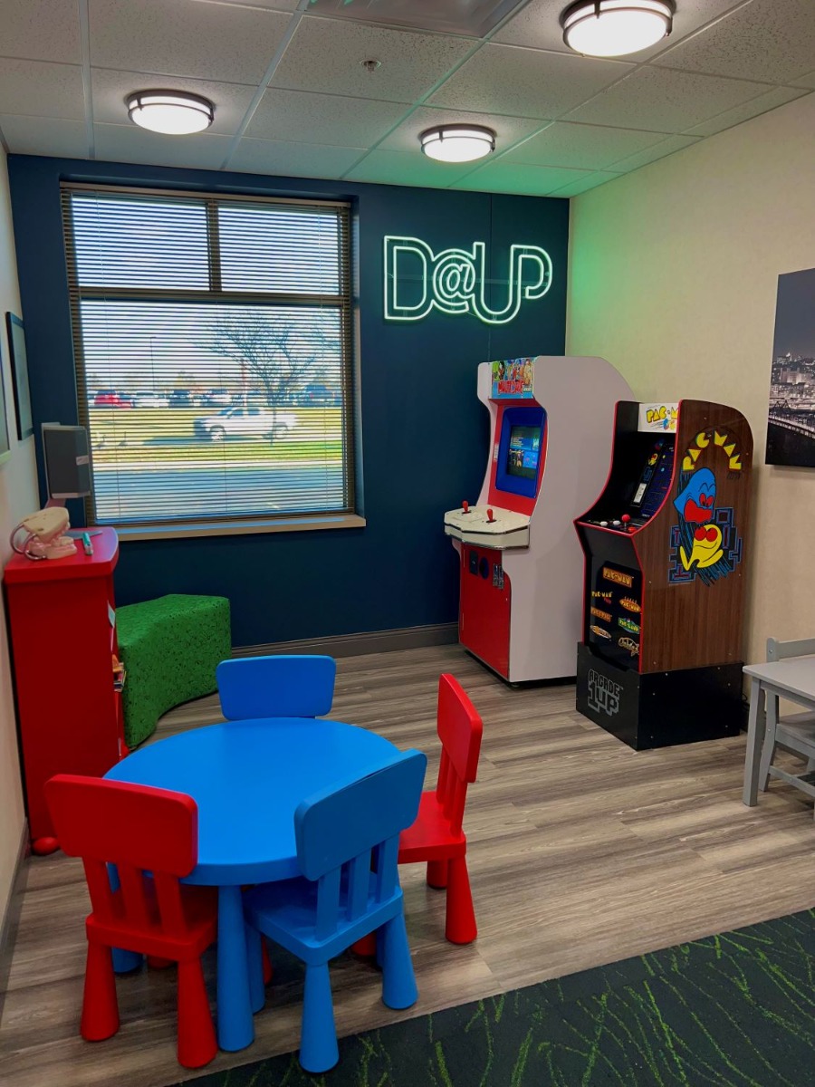 Custom Neon® sign in the pediatric waiting room @dentistryatup.com