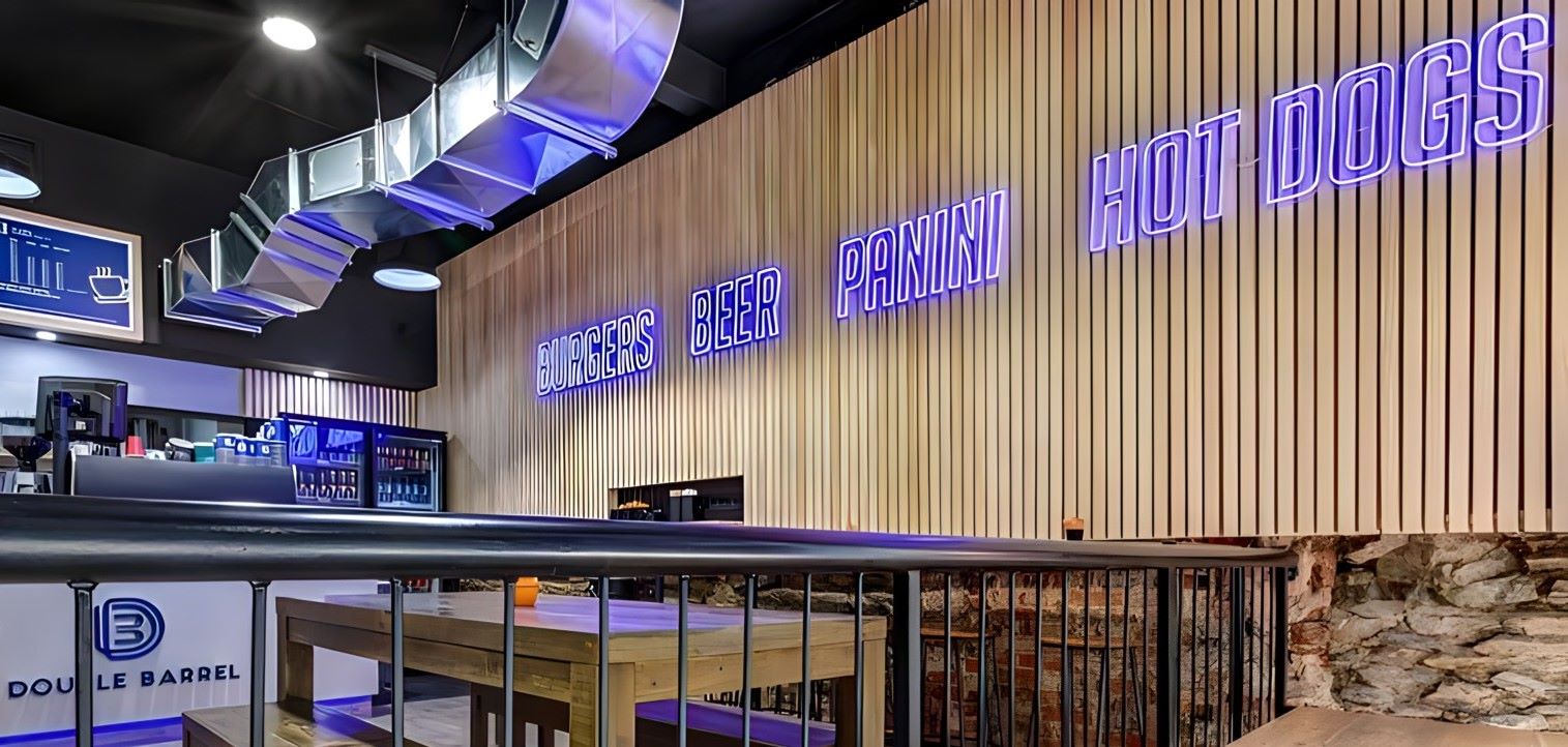 Dark blue large doubled lined Custom Neon® signs @doublebarrelburgerbar