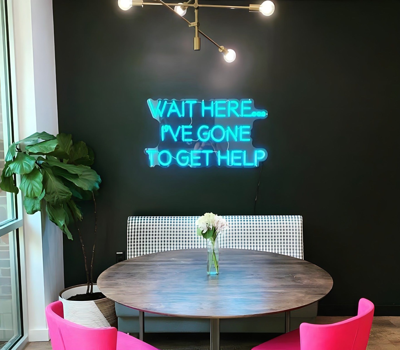 Tropical blue Custom Neon® office sign @elevate_design_llc
