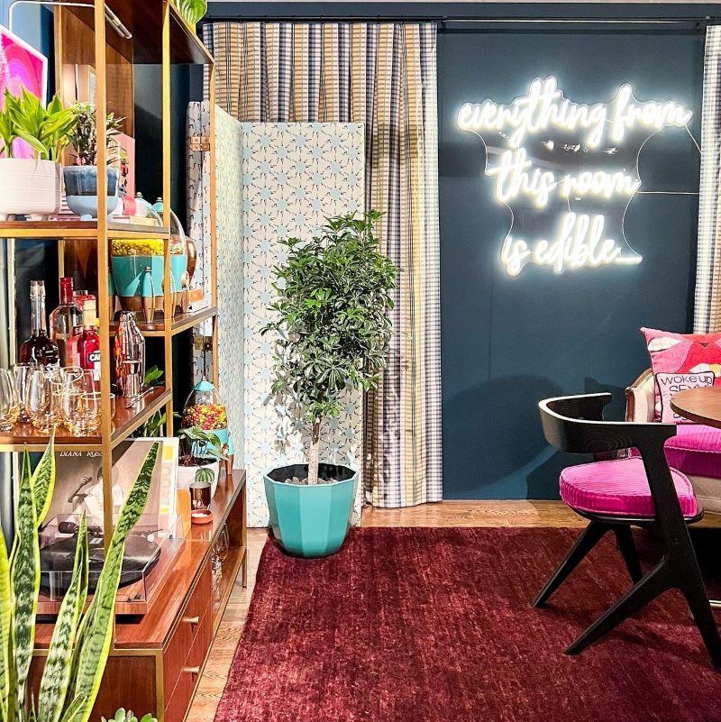 Bright white Everything in This Room is Edible  Custom Neon® quote sign for dining room @therathproject