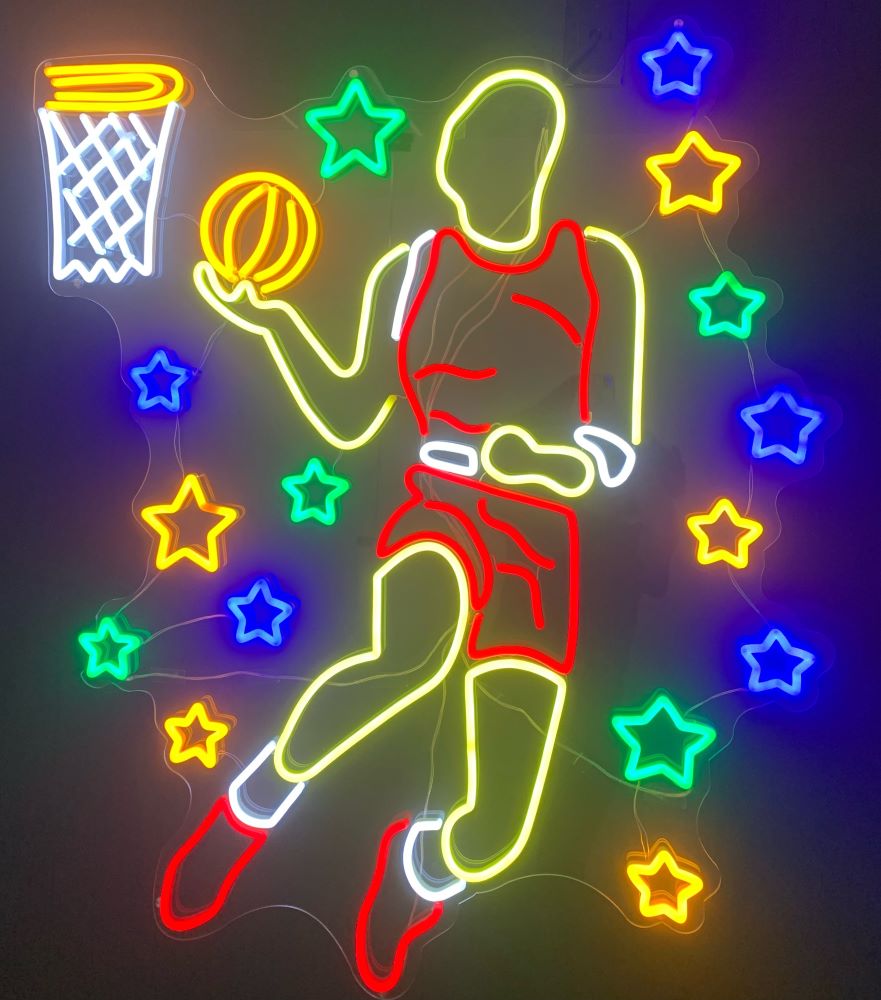 Custom Neon® basketball player wall art @feature