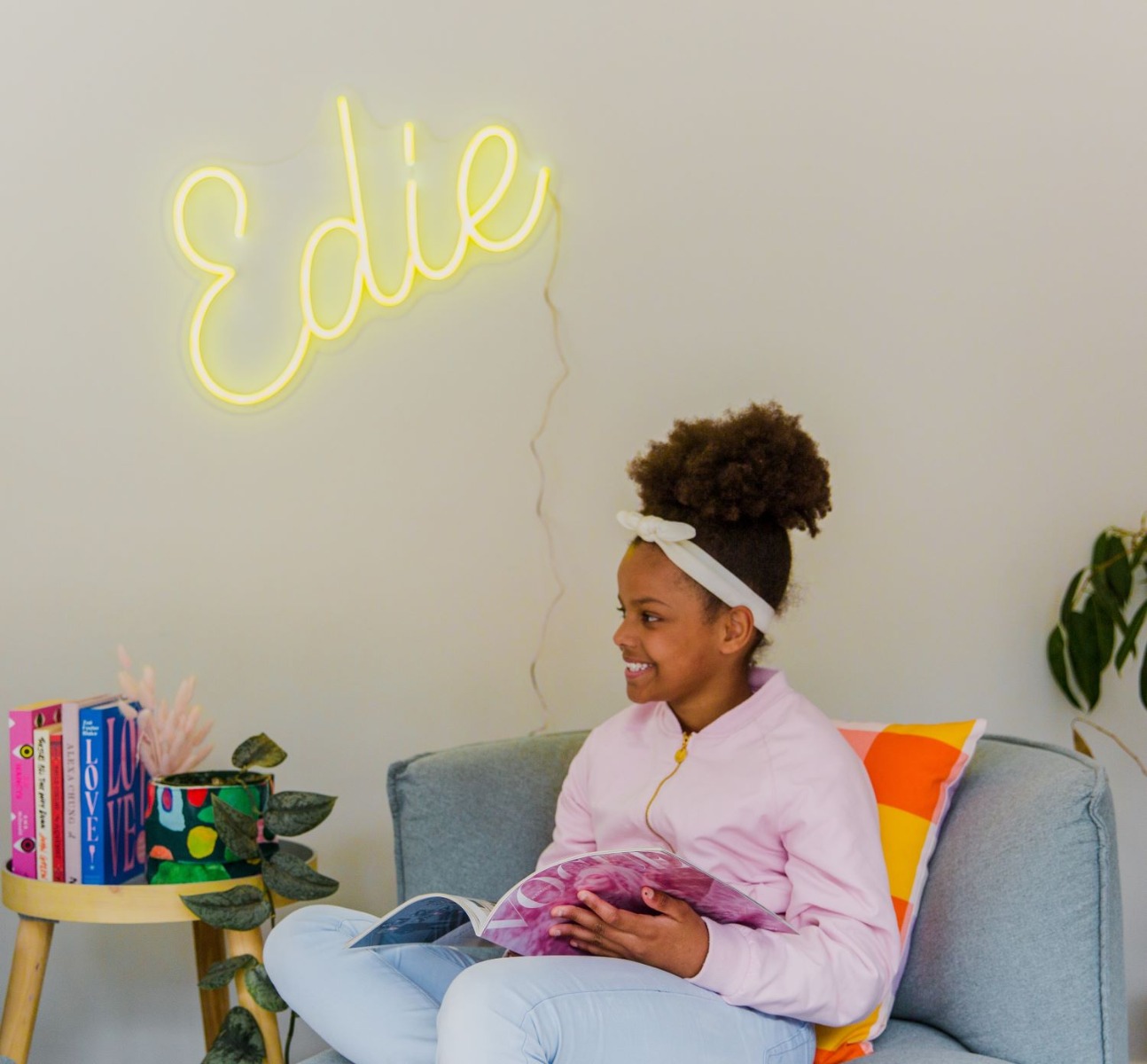 Custom Neon® bright yellow girls name sign