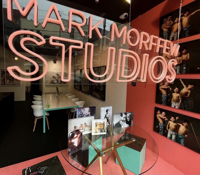 Red Custom Neon® logo sign @markmorffewstudios