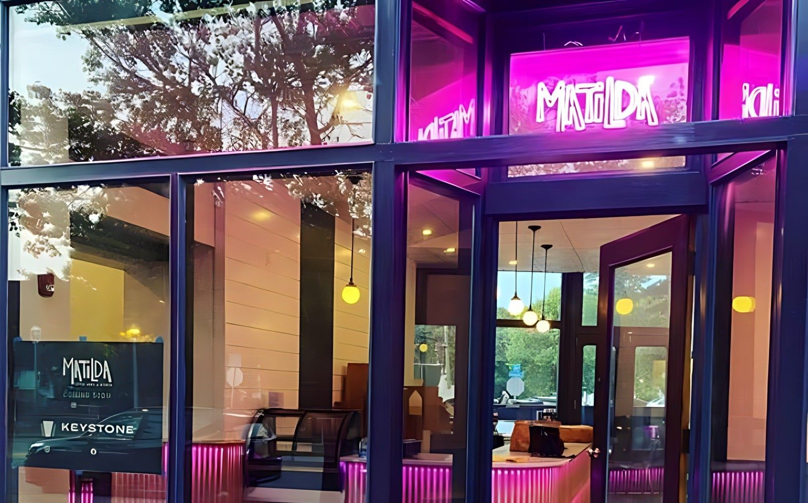 Custom Neon® pink sign for Matilda Coffee House in Rochester NY