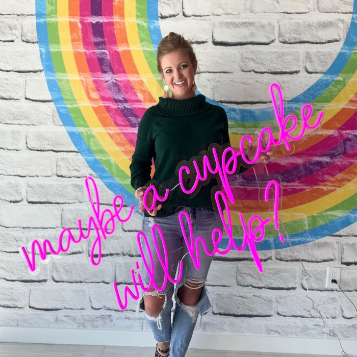 Pink Custom Neon® quote sign @smallcakescupcakery @studioa28