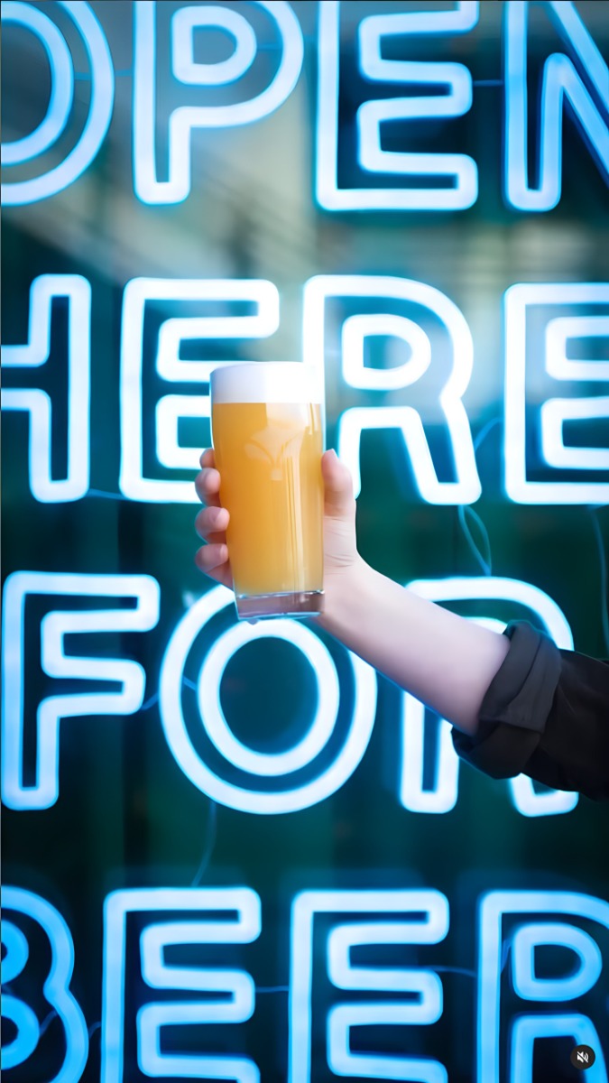 Custom Neon® blue Open Here for Beer sign @beardedirisbewing