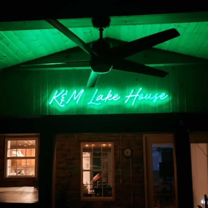 Green family name house sign by Custom Neon®