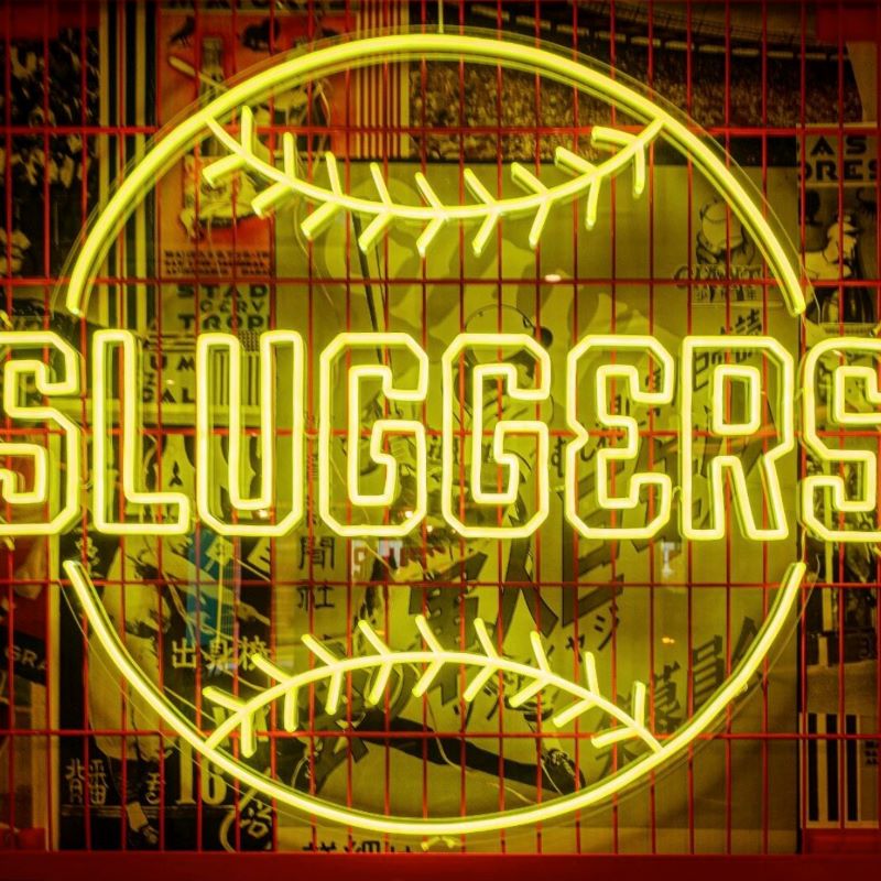 Custom Neon® yellow logo @playsluggers