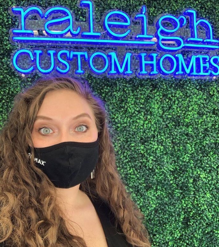 Blue Custom Neon® realtor name sign @raleighcustomhomes