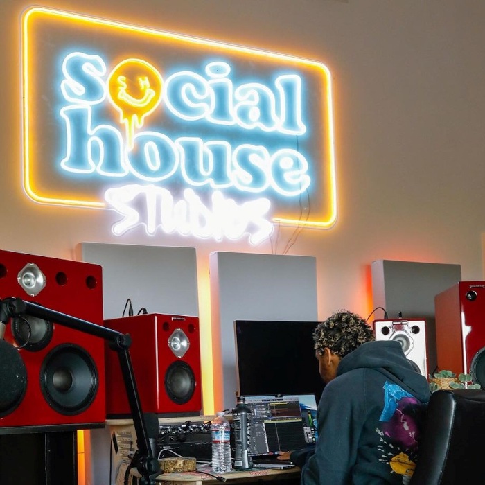Custom Neon® recording artist studio logo @socialhouse