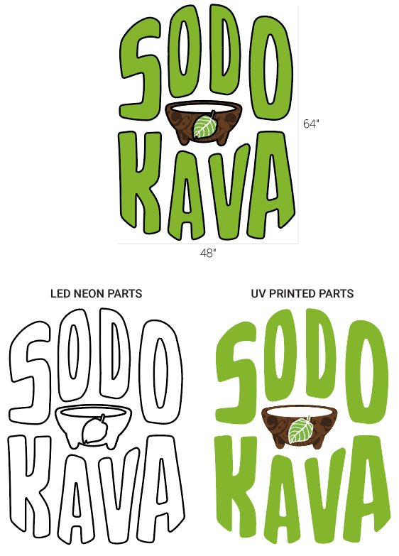 Custom Neon® design proof for UV print LED neon logo sign @sodokavaorlando