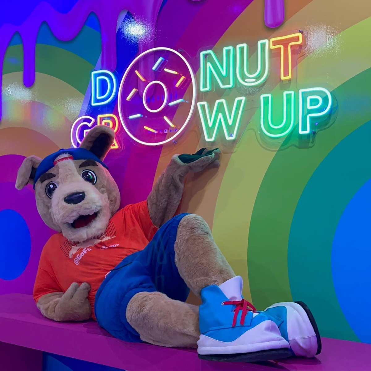 Colorful Custom Neon® retail selfie sign @sundaedonuts
