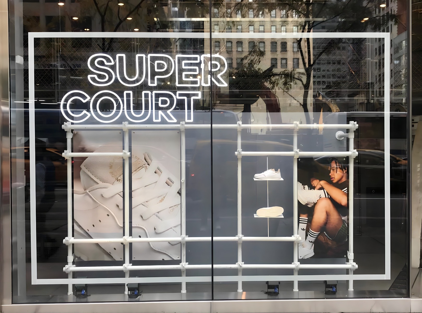 Custom Neon® white storefront signage @supercourt