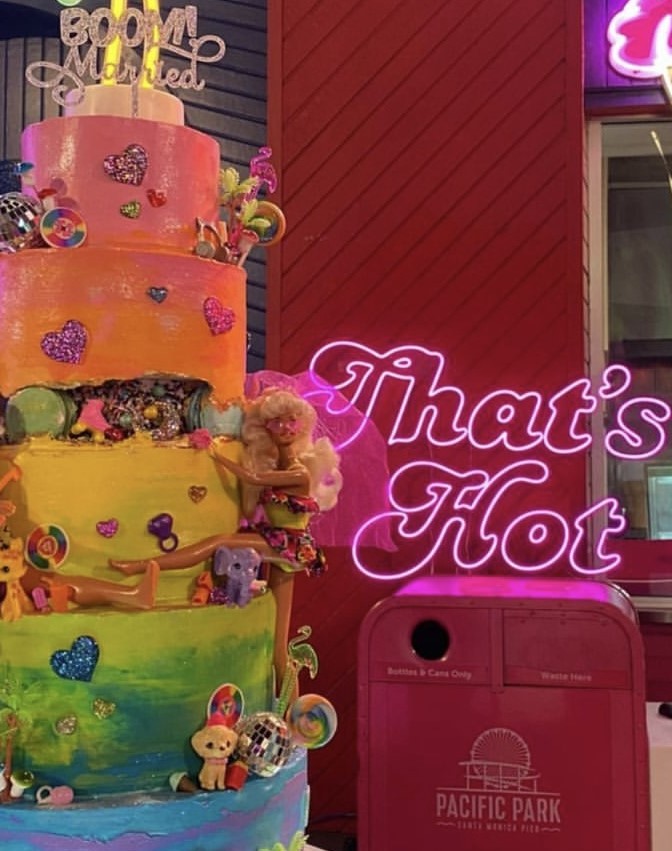 That's Hot pink Custom Neon® sign at Santa Monica Pier for @parishilton