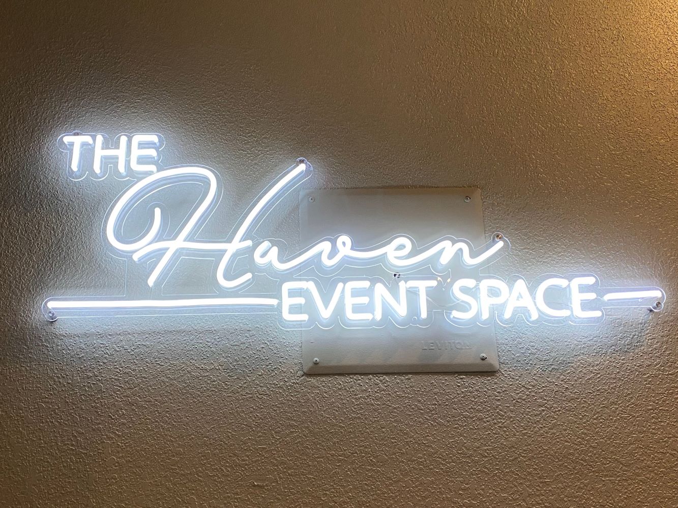 Custom Neon® white logo for @thehaveneventspace