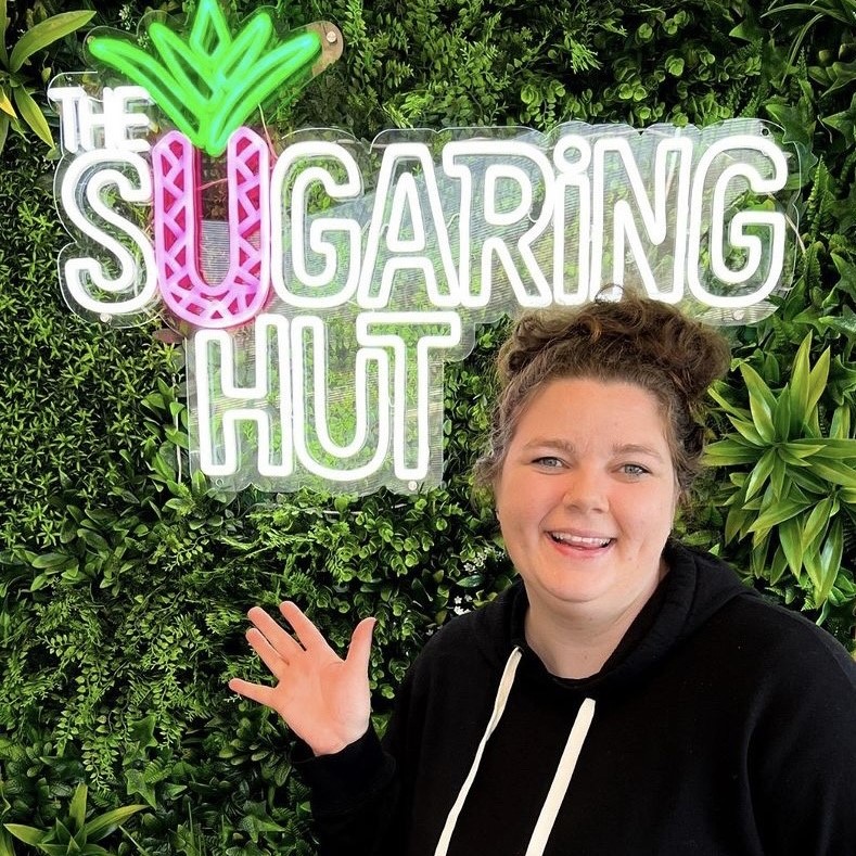 White pink & green Custom Neon® logo @thesugaring.hut