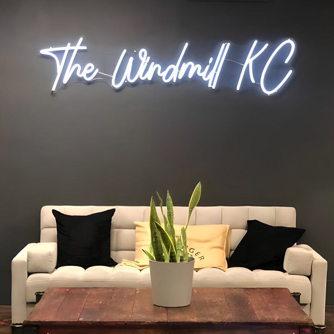 Custom Neon® white coffee house sign @thewindmillkc
