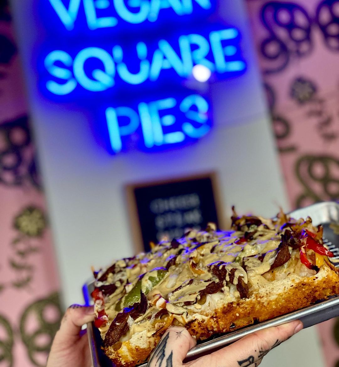 Custom Neon® blue sign Vegan Square Pies @boxcarpizza