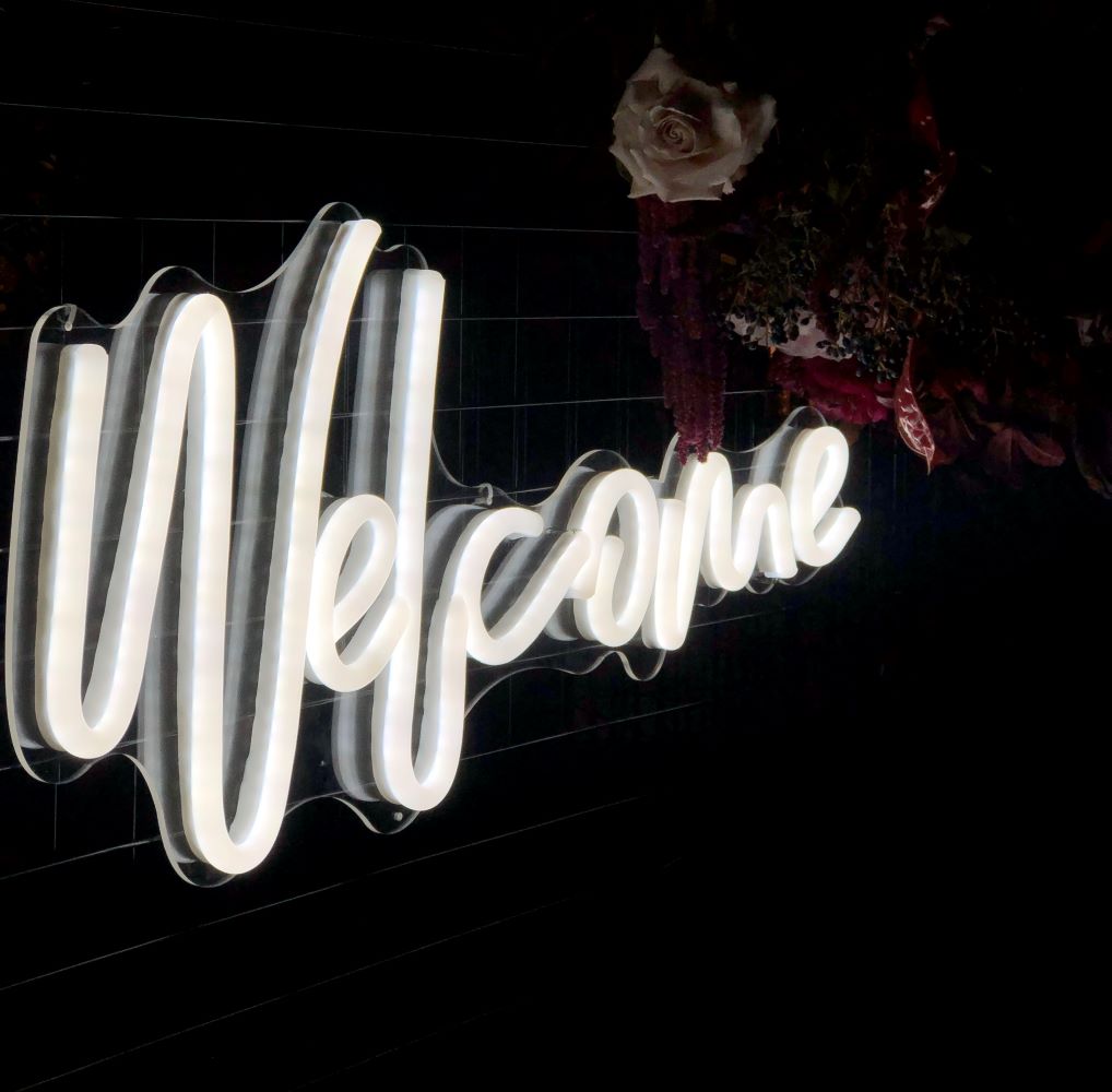 Custom Neon® white Welcome sign