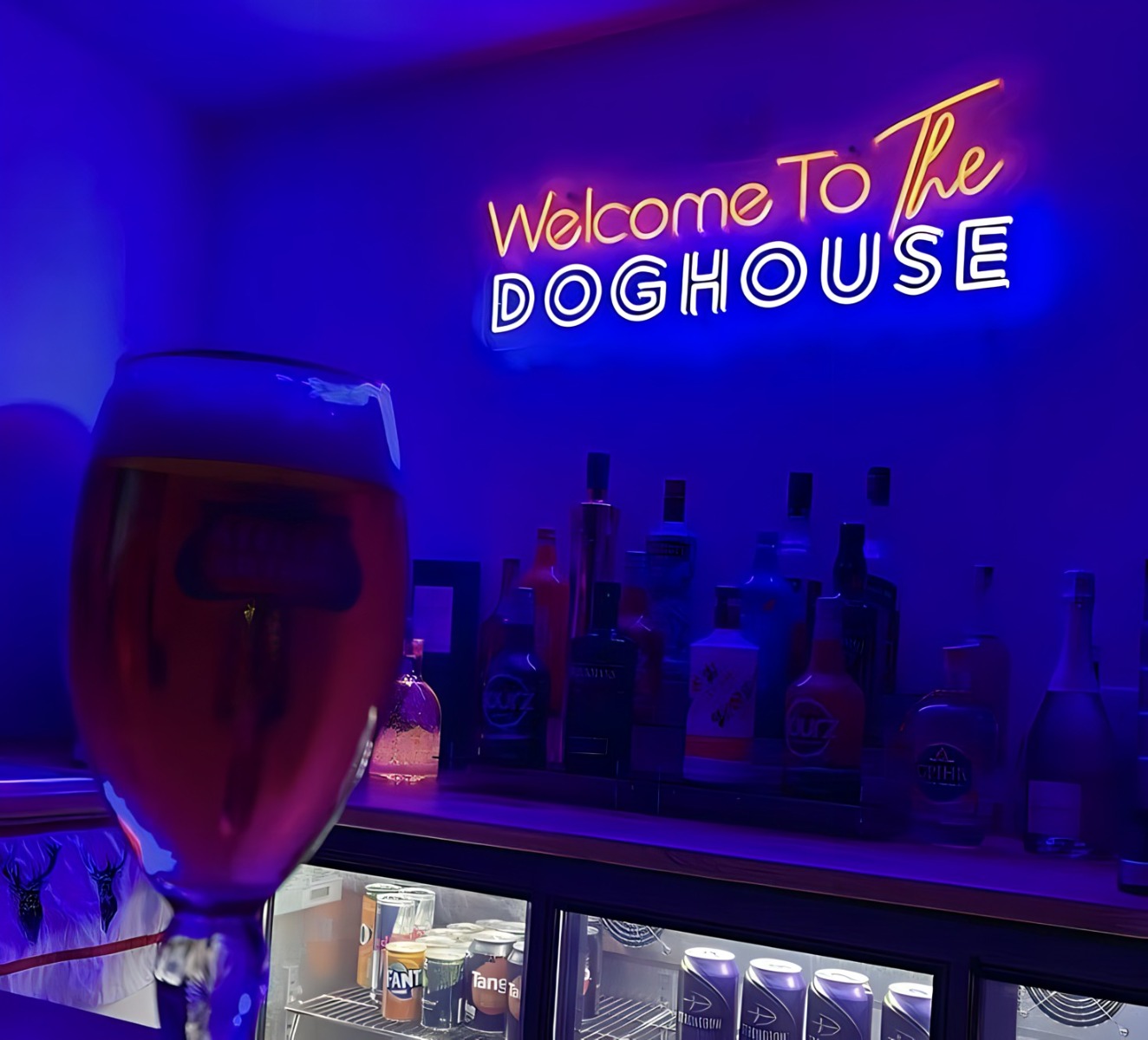 Welcome to the Doghouse red & blue Custom Neon® bar sign @darrenwatson_