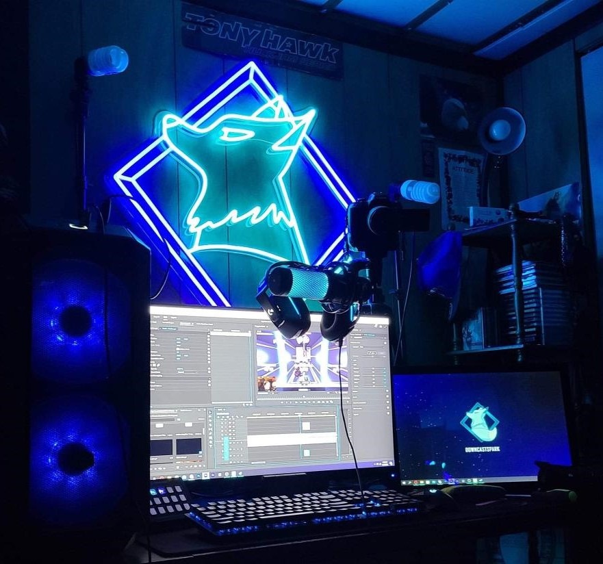Custom Neon® dark blue gamer logo @yt_downcastspark